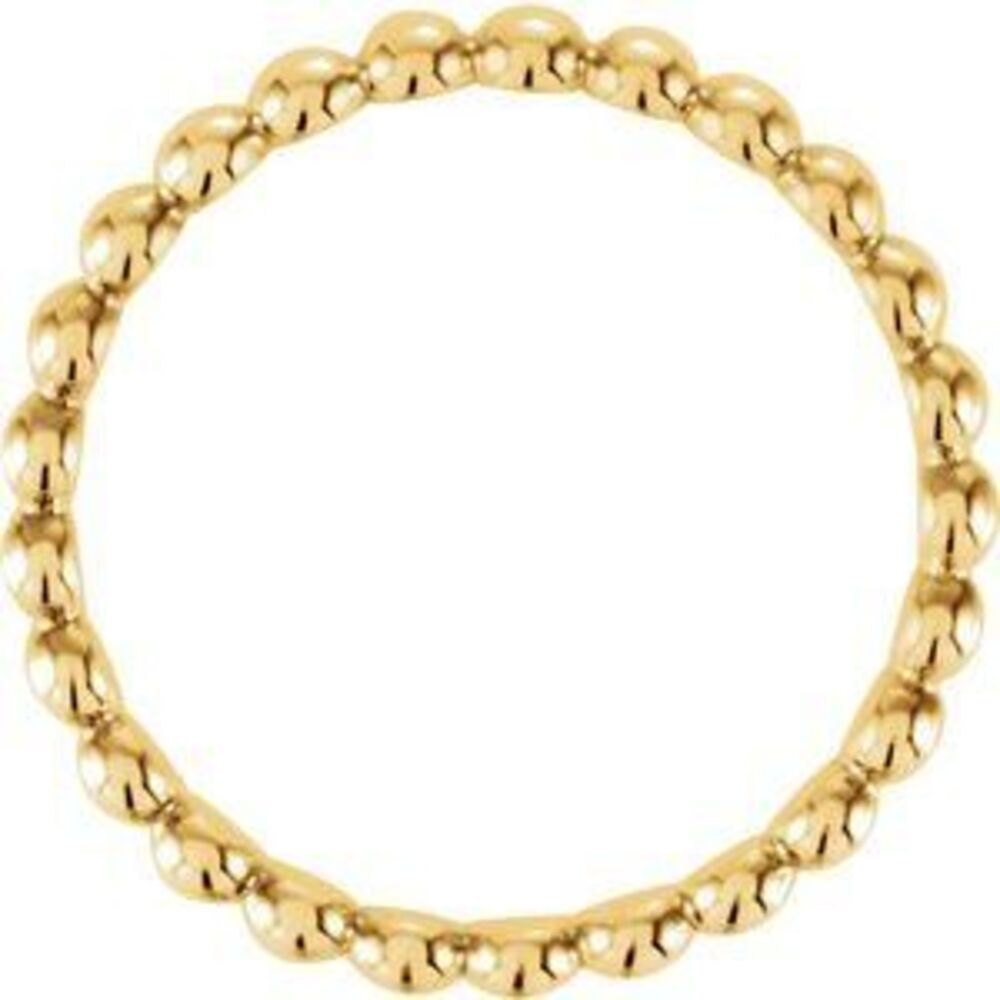 14k Yellow Beaded Stackable Ring - image 2